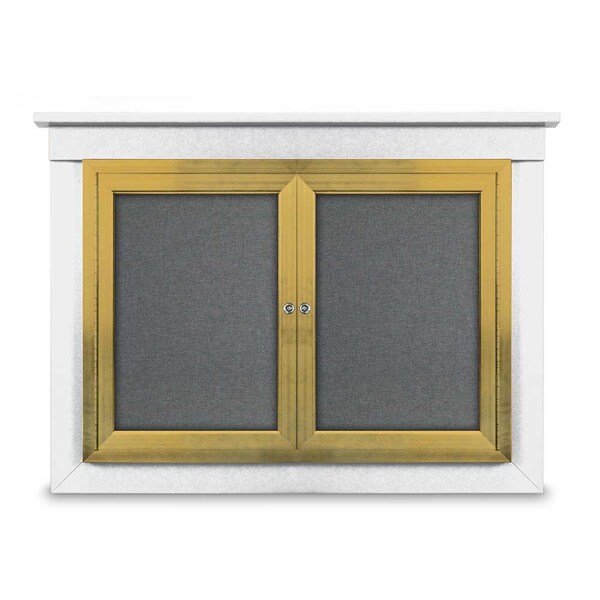 48"x36" 2-Door Enclosed Letterboard, Green Felt/Lt Oak